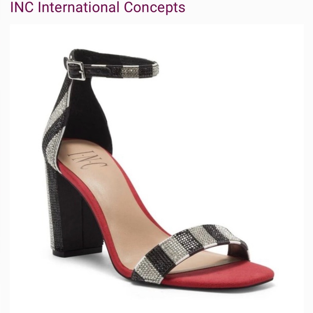 INC  Lexini Rhinestone sandal in Red, Black & Silver  Sandal- size 6.5